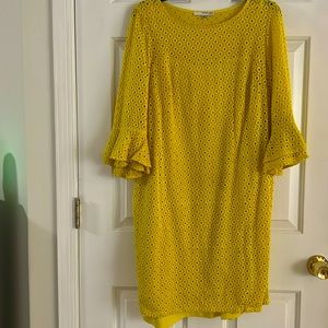 Beautiful  Studio One Yellow Dress With Under Slip Size 14W